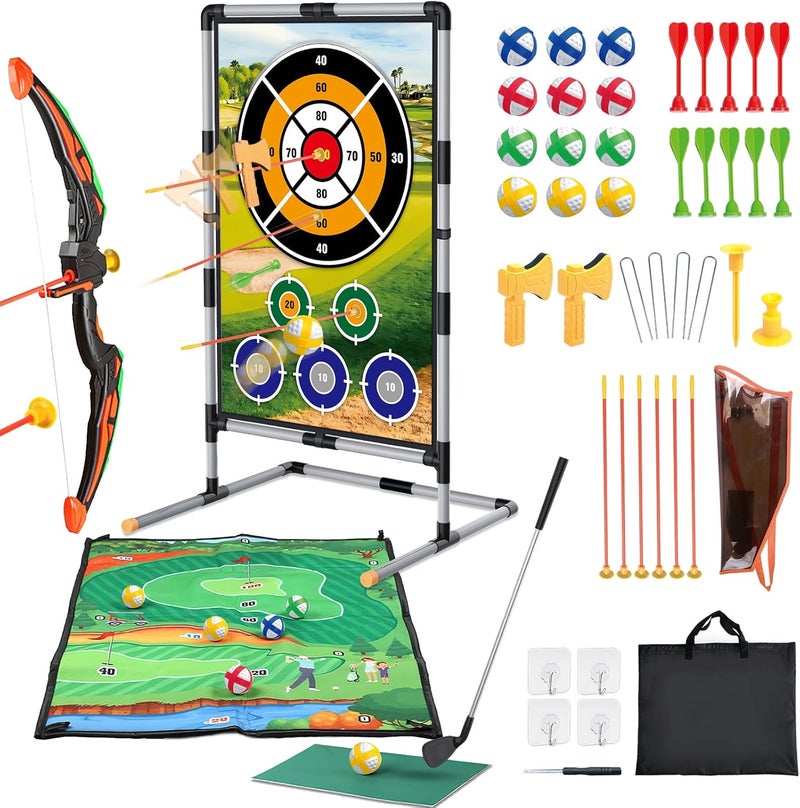 Spobot Golf Game Play Set for Kids - Bow and Arrow Set - 2-Pack Up Archery Set with 20 Suction Cup Arrows - Indoor and Outdoor Toy for Boys Girls 4 5 6 7 8 9 10 11 12 Year Old - Image 1
